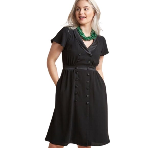 Modcloth Dresses & Skirts - NWOT ModCloth Tuxedo Double Breasted Dress Flutter Sleeves - 1X